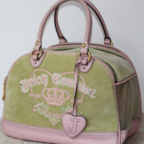Juicy Couture Dog Juicy Couture Mint Green Velvet And Pink Leather